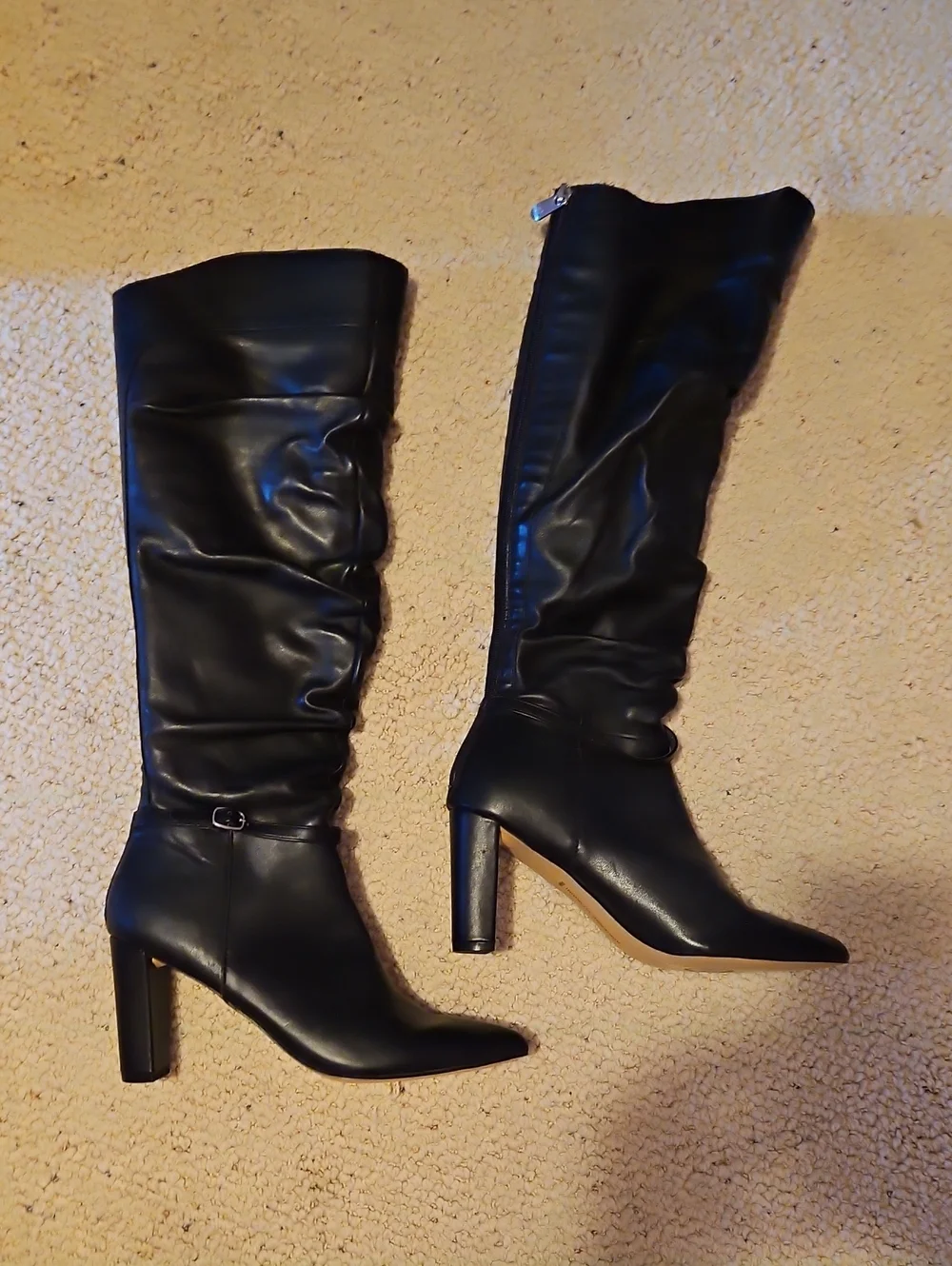 Women’s Black Over-the-Knee Pointed Toe Block Heel Boots